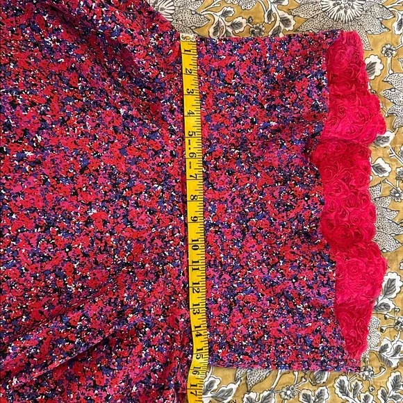 Strapless Retro Pink Floral Dress by Judy Masliyah 9-11-0009 - Picture 6 of 9